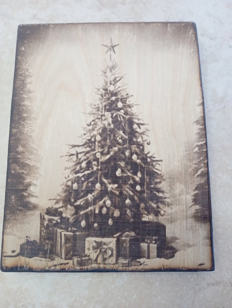 Christmas-8.5" x 6.5" Wood Burned Wall Decor