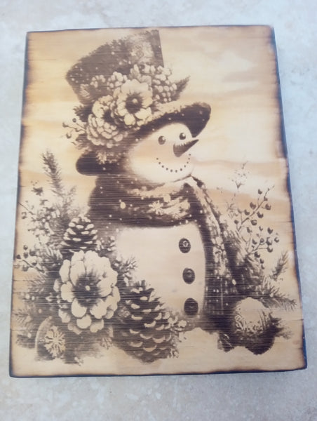 Christmas-8.5" x 6.5" Wood Burned Wall Decor