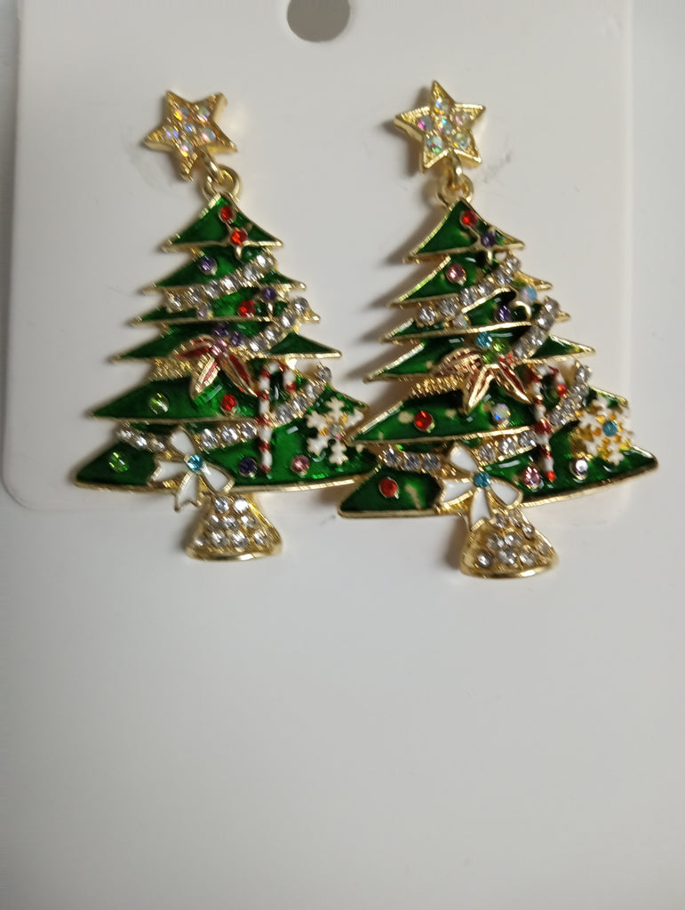 Christmas 2" Christmas Tree Post Earrings w/star post