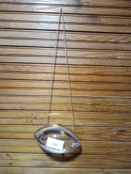 Clear 10"x5"Football Shape Purse w/22"gold chain strap Amanda Queen