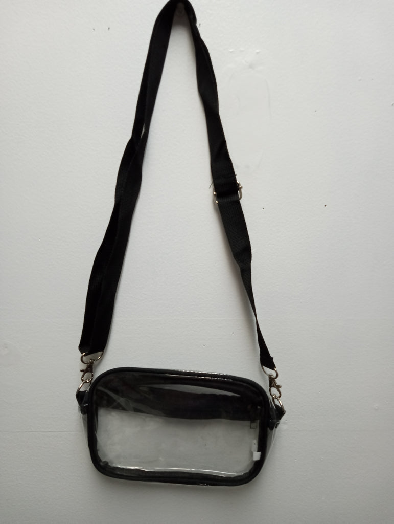 Clear 8"x5" rectangle bag w black strap