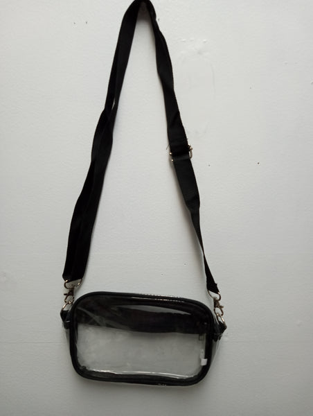 Clear 8"x5" rectangle bag w black strap