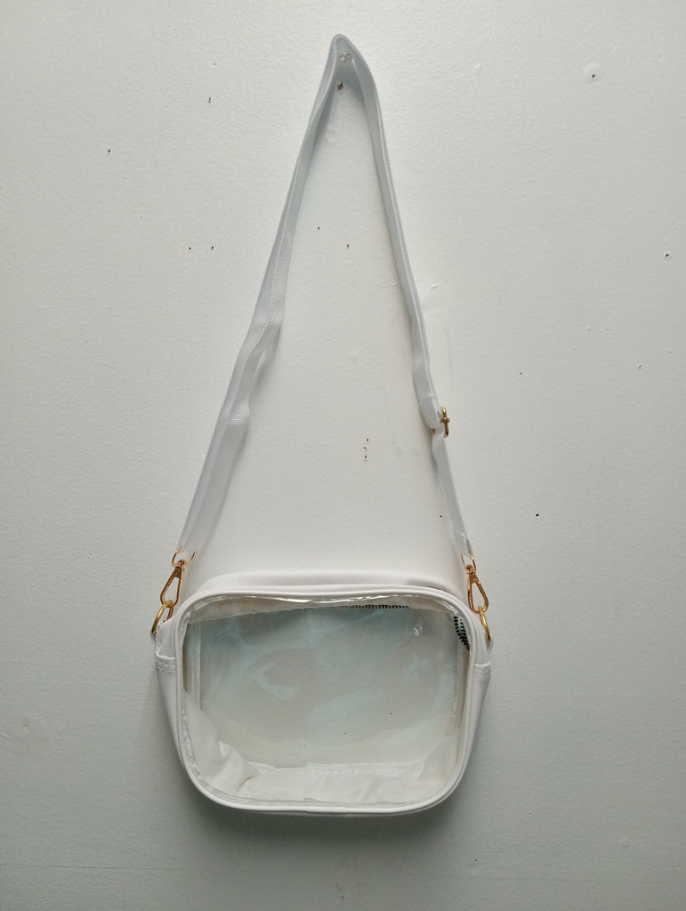 Clear Stadium Bag with Adjustable White Strap | 8 x 6