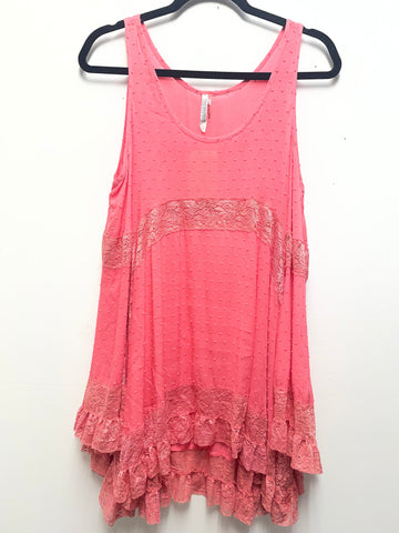 Coral Lace Tank Top Medium | Flowy Feminine Cami for Women OhhMy! Gifts and Things, LLC