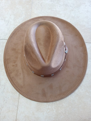 Cowboy Hat w/faux leather trim with gold heart