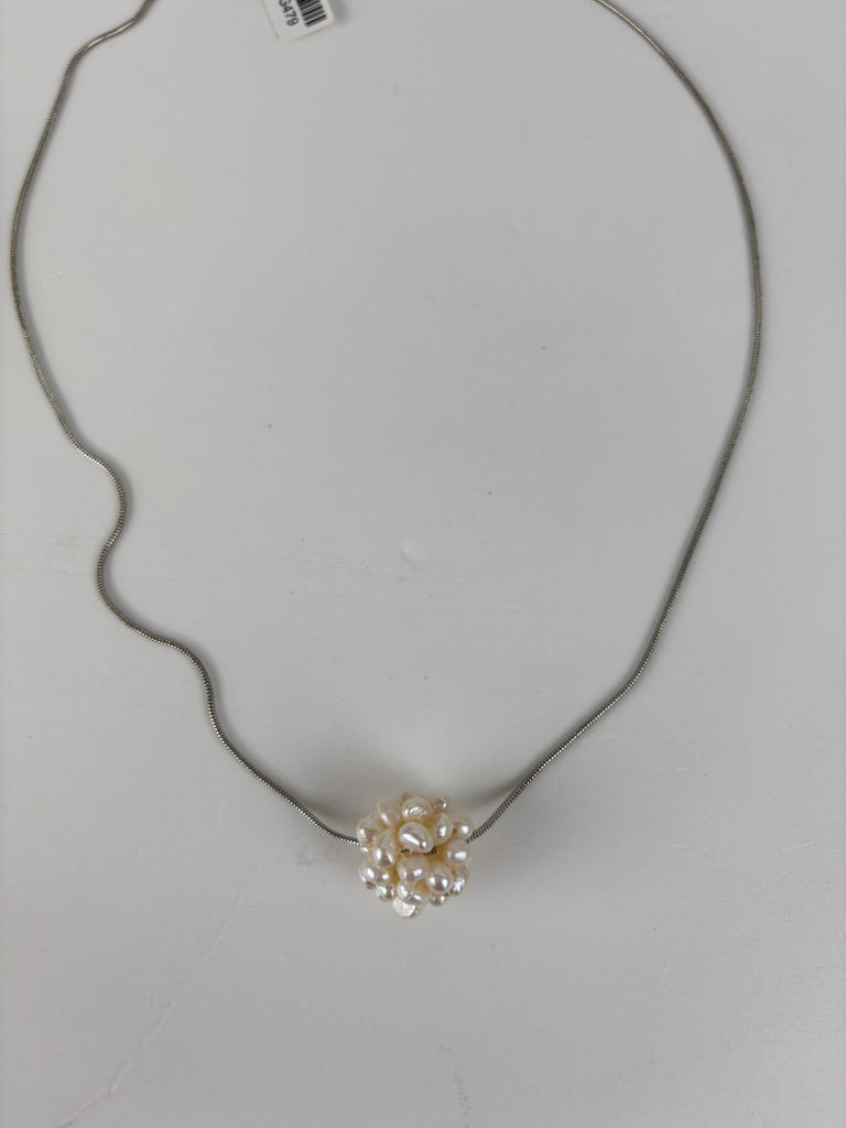 Silver Pearl Cluster Necklace 18" - Elegant Chain Pendant for Women & Gifts OhhMy! Gifts and Things, LLC