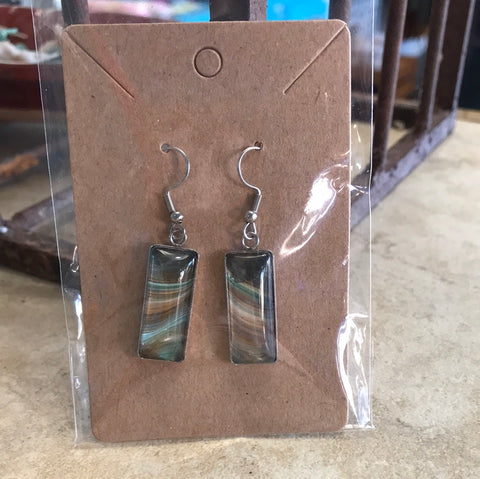 Earrings - Hand Painted Rectangle Shaped