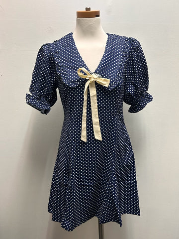 Umgee Navy & White Polka Dot Dress | Side Zip Landon Ramsey-Maria Briones