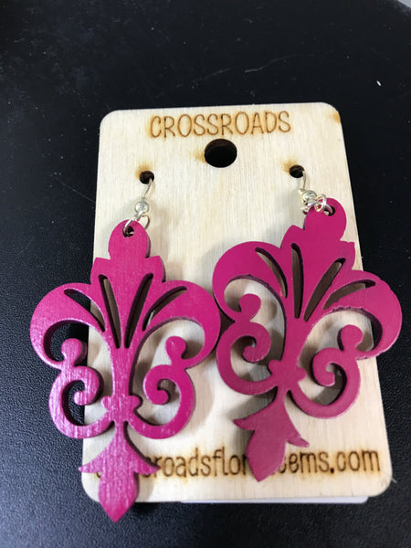 Fleur de Lis Earrings-Magenta