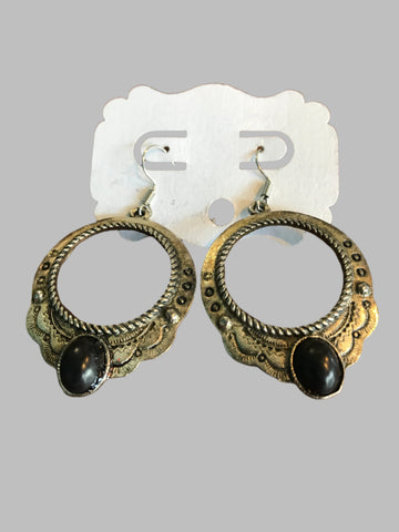 Aztec Circle w/gray stone earrings