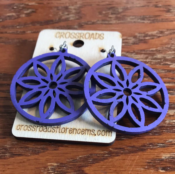Circle Flower Earrings-Purple