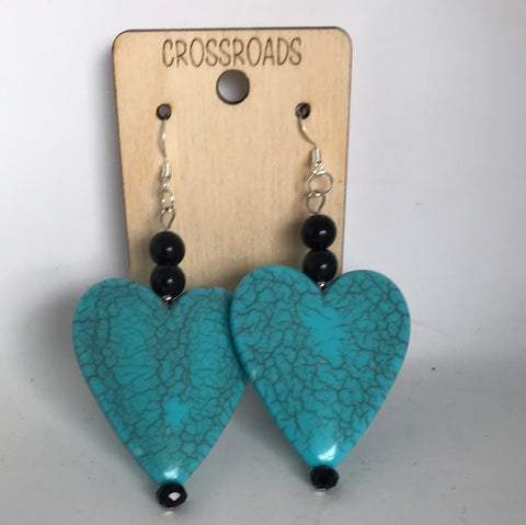 Marble Earrings-Turquoise Heart