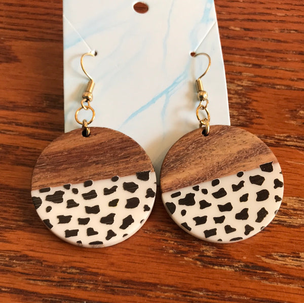 Assorted Earrings-Round Wood/Leopard