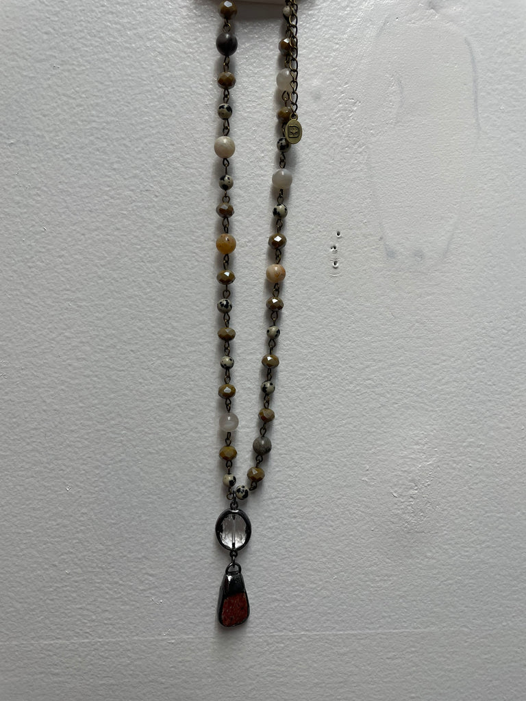 "Dylan assorted long beaded necklaces, handcrafted boho statement jewelry with colorful beads and unique artisan designs"