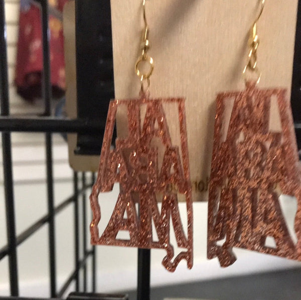 Alabama Earrings-copper glitter