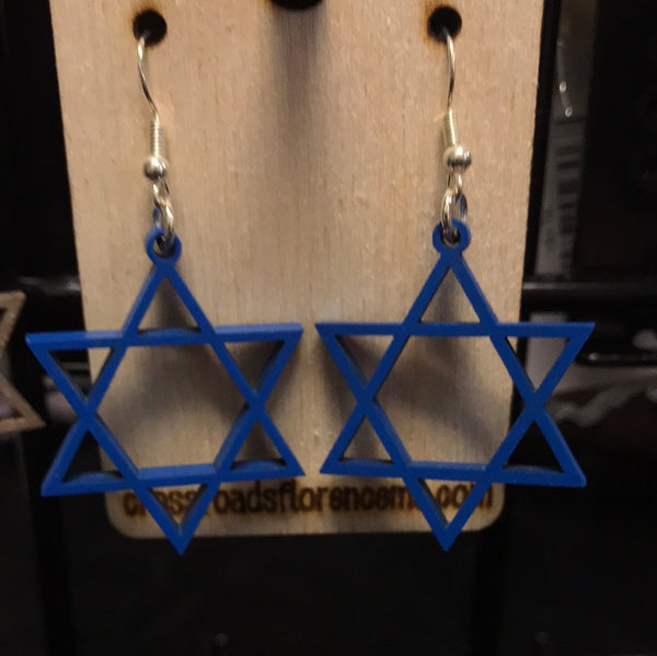 Star Of David Earrings-Blue