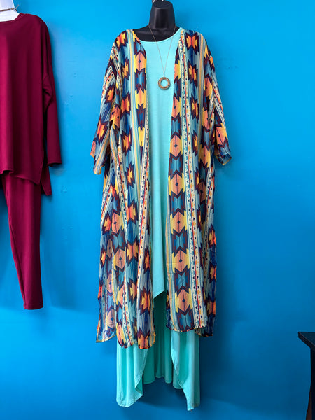 Cheeky's 2XL Aztec Maxi Kimono