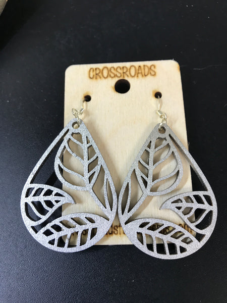 Leaf Vine Earrings-Silver