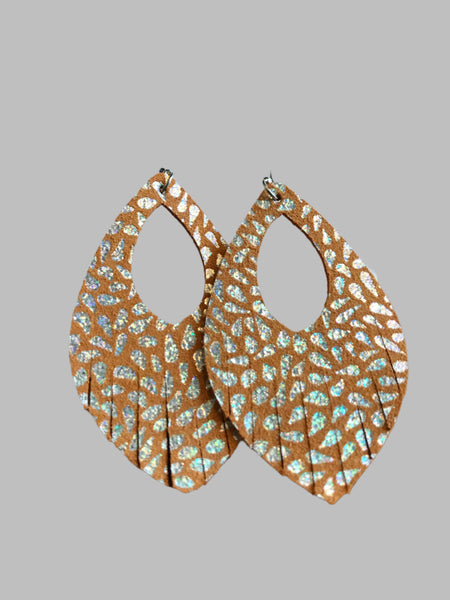 Teardrop Style Earrings-Orange/Silver