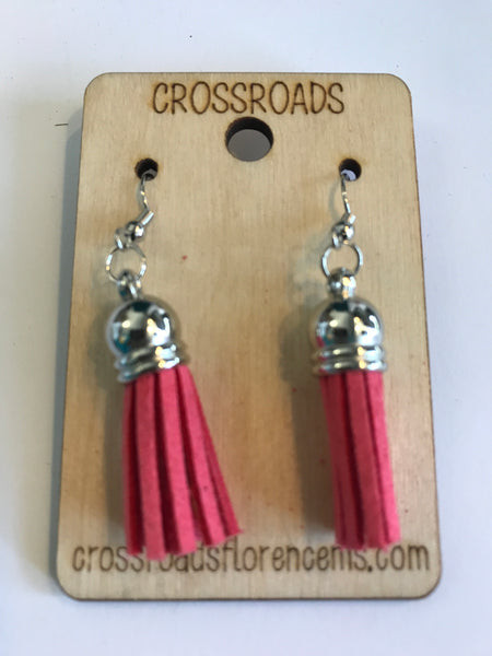 Tassel Earrings-hot pink