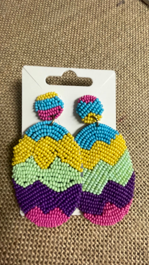 Beaded 3" Easter Earrings Amanda Queen