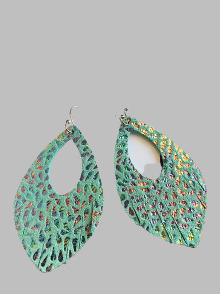 Teardrop Style Earrings-Mint Green/Silver