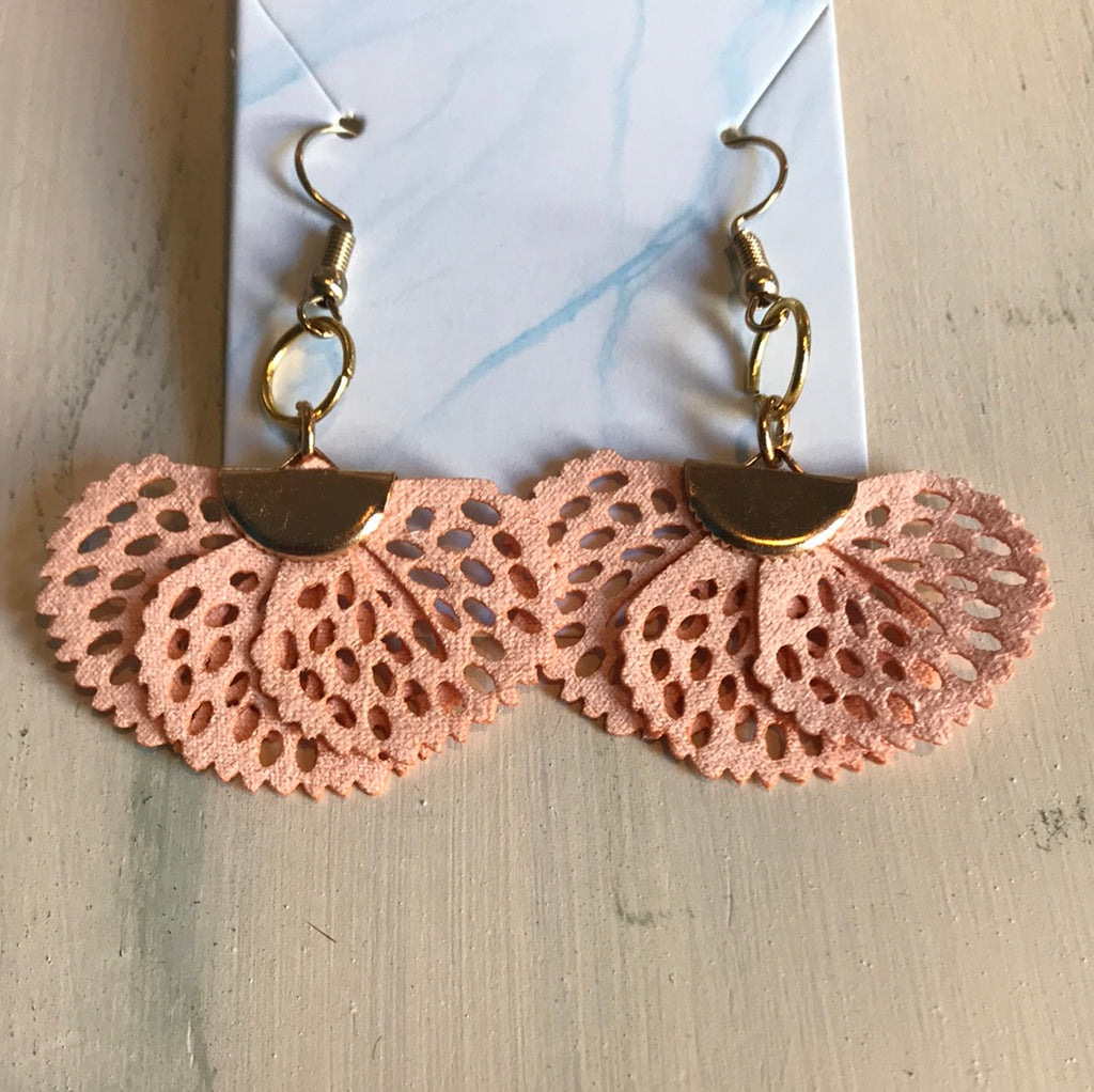 Peach 3 Tier Dangle Earrings