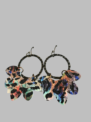 Assorted Circle Earrings-Half Flower Splatter