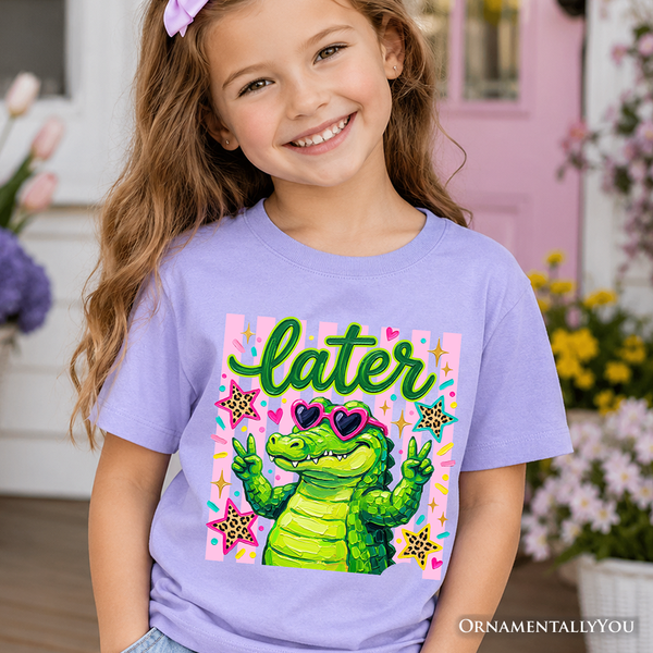 Later Alligator Kids T-Shirt, Funny Coquette Animal Tee for Youth Girls OrnamentallyYou