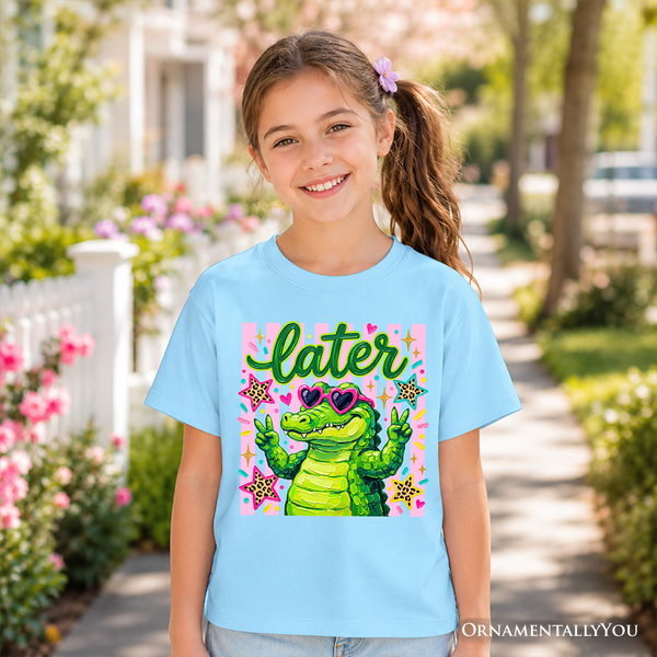 Later Alligator Kids T-Shirt, Funny Coquette Animal Tee for Youth Girls OrnamentallyYou