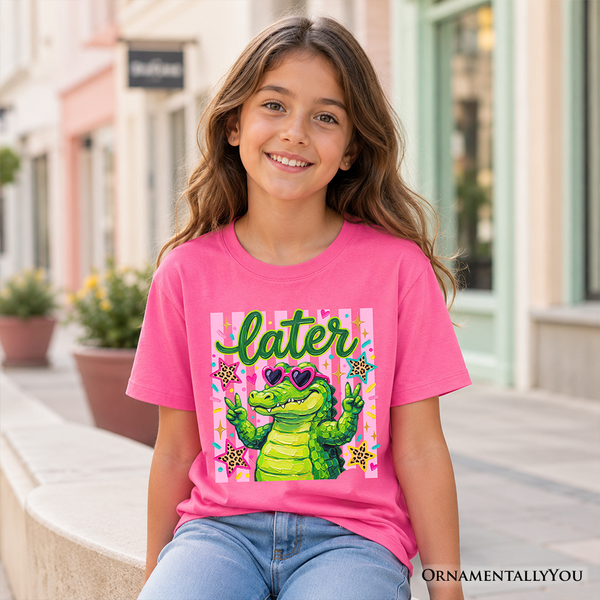 Later Alligator Kids T-Shirt, Funny Coquette Animal Tee for Youth Girls OrnamentallyYou
