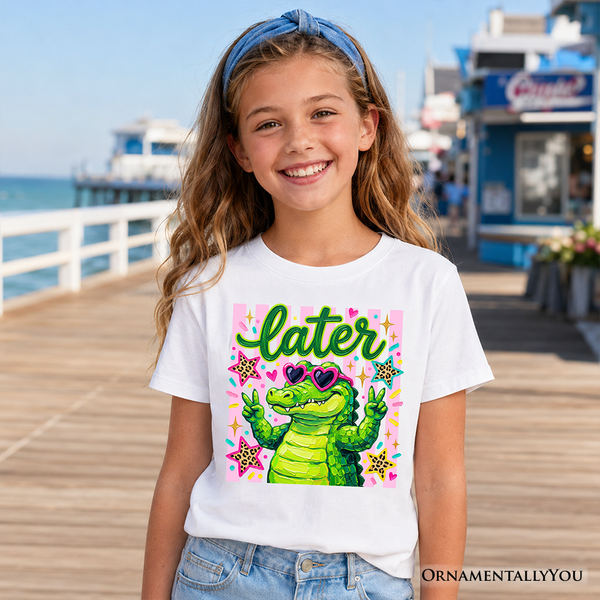 Later Alligator Kids T-Shirt, Funny Coquette Animal Tee for Youth Girls OrnamentallyYou
