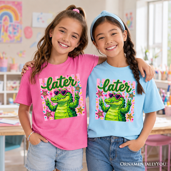 Later Alligator Kids T-Shirt, Funny Coquette Animal Tee for Youth Girls OrnamentallyYou