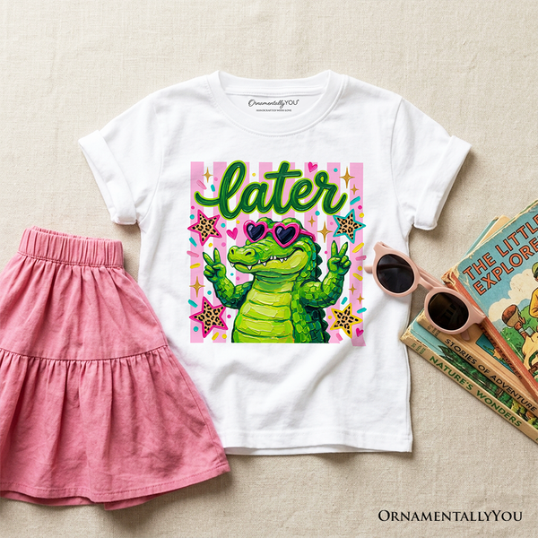 Later Alligator Kids T-Shirt, Funny Coquette Animal Tee for Youth Girls OrnamentallyYou