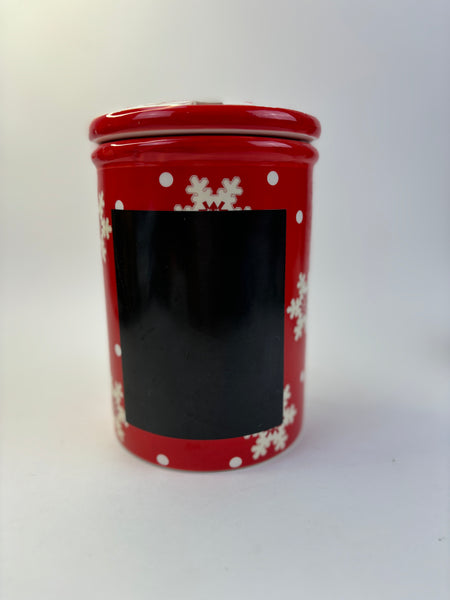 Christmas Canister With Chalkboard: RUDOLPH REINDEER 6.5”x4.75”