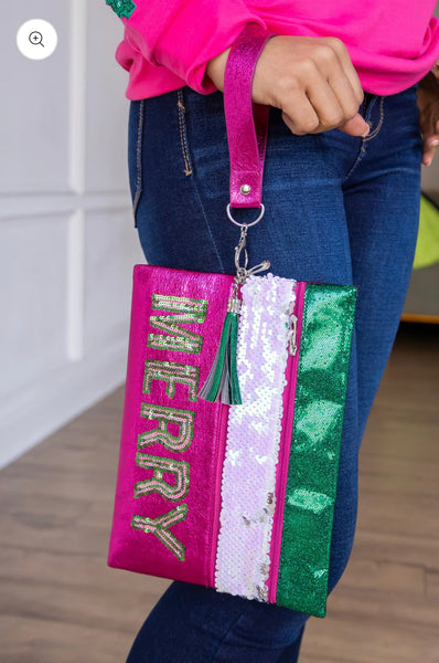 Hot Pink Sequin "Merry" Handbag