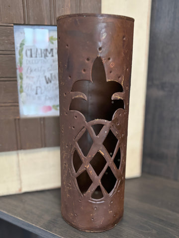 Rustic Metal Luminary with Pineapple Cutout