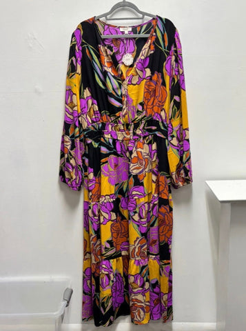 Bold Floral Print Maxi Dress with Long Sleeves – Vibrant Boho Chic Style Brittany Wilson