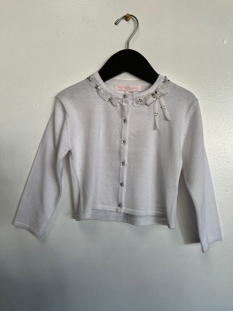 Little Girls Cardigan with ribbon and button front