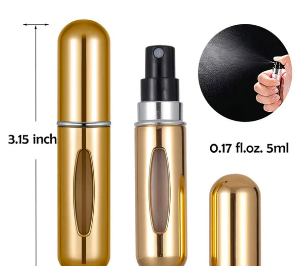 Refillable Perfume Atomizer Bottle .17 oz metal with Spray Pump