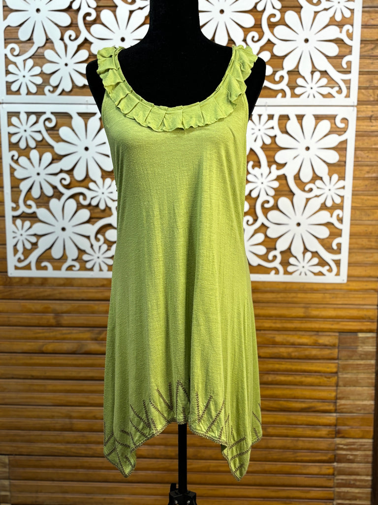 Green racer back dress with embroidery OhhMy! Gifts and Things, LLC Green racer back dress with embroidery OhhMy! Gifts and Things, LLC