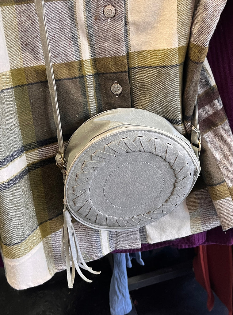 Gray Round Cross Body Bag