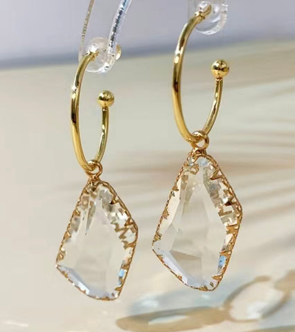 14k Gold Plated w/Crystal Charm Earrings