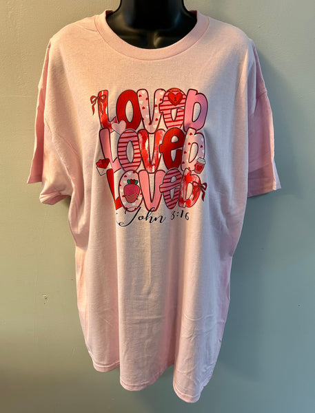 Valentine's Day John 3:16 T-Shirt - Triple Loved Christian Faith Tee