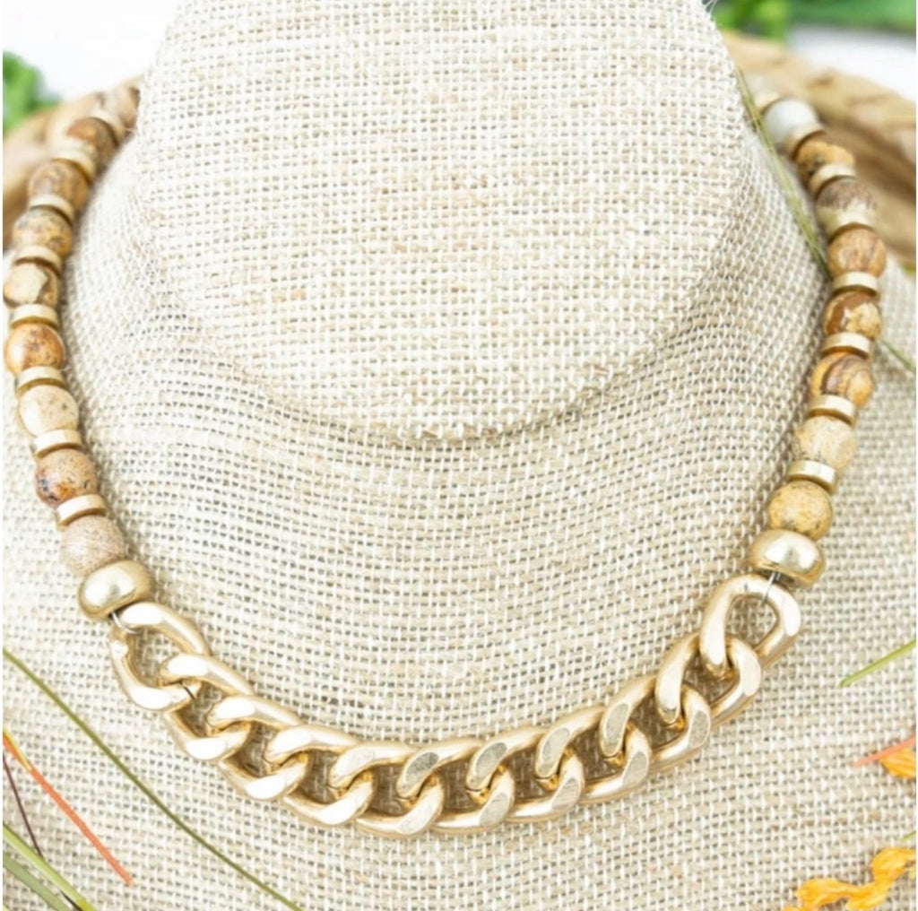 Jasper Stone Chain Necklace OhhMy! Gifts and Things, LLC
