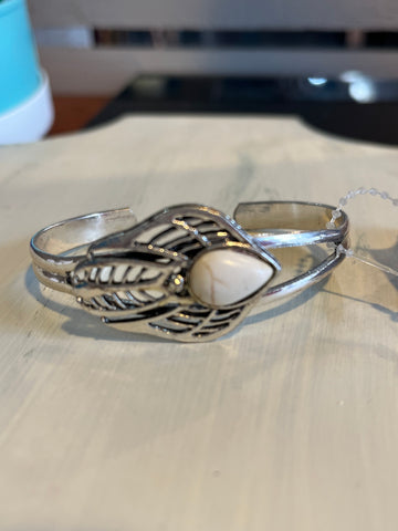Stone Silver Cuff Bracelet