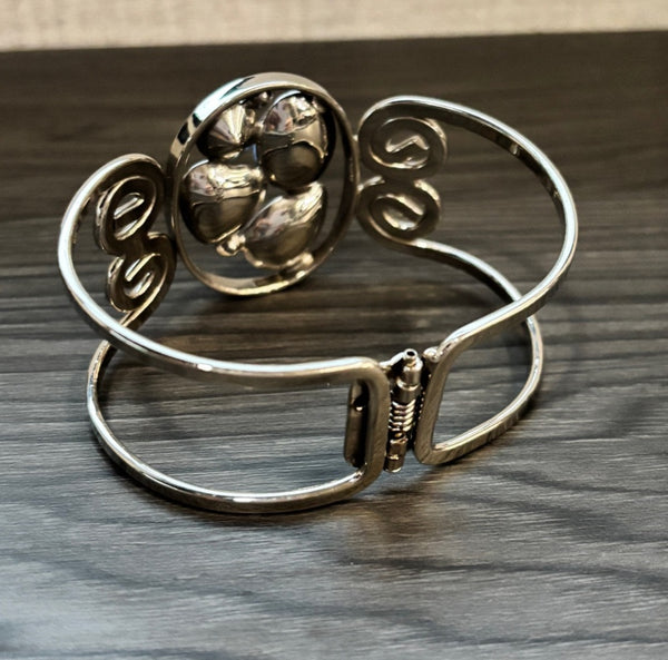 Silver-Tone Swirl Hinge Bangle Bracelet with Multicolor Faceted Crystals OhhMy! Gifts and Things, LLC