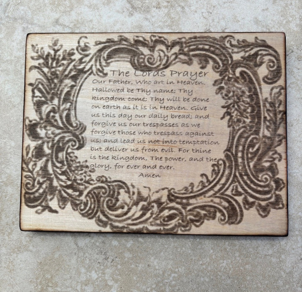 Lord's Prayer Wooden Plaque | Ornate Scroll Design 8x6 Gift Rick Dantzler