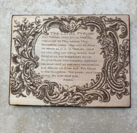 Lord's Prayer Wooden Plaque | Ornate Scroll Design 8x6 Gift Rick Dantzler