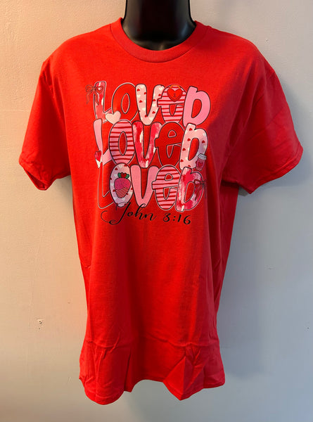 Valentine's Day John 3:16 T-Shirt - Triple Loved Christian Faith Tee